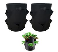 YcsRnn Potato Bags for Growing Potatoes, Vertical Planter for Space-Saving Gardening, Strawberry Planters Outdoor with Two Opening Design, Foldable Storage in Black Colour