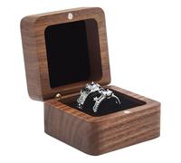 YcsRnn Wedding Ring Box, Smallengagement Ring Holder Box With 2 Slots, Wooden Square For Retro Holder Double Ring Case For Wedding Proposal Ceremony(Double Slots)