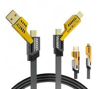 YCTech 4 in 1 USB C Multi Charger Cable - 65W Fast Charging, PD Dual Head USB A & USB C to iPhone 16 15 Pro Max 14 Plus, Samsung Galaxy S25 S24 Ultra, Google Pixel, Switch & Universal Phone Charger