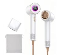 YCTech Ionic Hair Dryer, 1600W Fast Drying Hairdryer with Digital Display, Auto Power-Off, 4 Heat & 3 Speed Setting, 110,000 RPM Motor, Magnetic Nozzle, Low Noise for Home, Travel & Salon (1.8M)