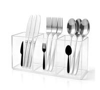 Yctenophore 3 Section Clear Silverware Caddy, 3 Compartment Utensil Holder Organizer for Kitchen Counter, PS Flatware Cutlery Caddy Tableware Storage for Party Buffet Picnic (Clear)
