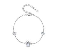 YCTTKDD Bracciale in Argento Sterling 925 con Stampa di Zampa di Cane e Gatto, con Ciondolo a Forma di Angelo e Cuore, Braccialetti a Maglie Regolabili per Donna