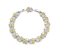 YCTTKDD Sparkling Multi-Color Round Cubic Zirconia CZ Women's Tennis Bracelet (7.50 cttw, 8.2Inch) Wedding and Bridal Cubic Zirconia Crystal Tennis Bracelet (Yellow)