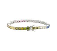 YCTTKDD Tennis Bracelets For Women 4mm Multi-color Cz Bracelet Men Women, Copper Based Cubic Zirconia Hip Hop Bracelet, 7 8 Inch Accessory