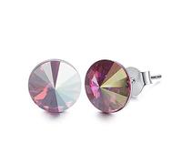YCTTKDD Women Ladies 925 Sterling Silver Crystal Stud Earrings/Rose red