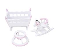 Yctze 1:12 Dollhouse Accessories Mini Furniture Set - Wooden, Horse & Stroller for 1:12 Scale Doll House (White)