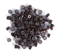 Yctze 1000PCS/Bottle Professional Silicone Lining Link Rings for Human ，Soft and Loops in Rings，silicone Hair ，tools，loops，1000 ，human ，aluminum Hair Ri (Medium Brown)