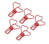 Yctze 100Pcs Heart-Shaped Metal Clips, Hollow Design for Office Documents, Certificates, and Tickets (Red)