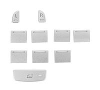 Yctze 10pcs Silver Aluminum Alloy Window Lift Button Trim & Switch Panel Bezel for Jaguar XF 2012-2015, Rocker Push Button, Manual Operation
