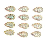 Yctze 12 Pcs Sew On Rhinestones Double Hole Clear Glass Rhinestones Clothing, Dresses, Crafts, Projects - Luster, Easy Sew or Glue Application