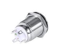 Yctze 12mm LED Momentary Push Button Switch Brass Plated Metal Head IP65 with Rubber Ring Hex Nut for Industrial Outdoor Use (green)