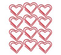 Yctze 12pcs Decorative Heart Shaped Paper Clips, Bookmarks, Document Marking and Organizing Stationery Supplies, Large Love Heart Design, Perfect for Office and School Use (Red)