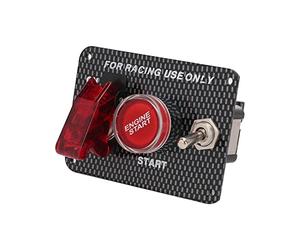 Yctze 12V Ignition Switch Panel, Universal Carbon Fiber Style Aluminium Alloy Engine Start Push Button for Car Unique Style Suitable for Motorsport Powersports Marine Vehicles