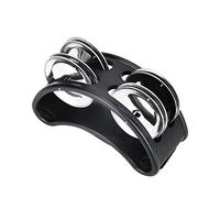 Yctze 1Pc Foot Tambourine Percussion Instrument with -Plated Metal Jingle Bells - Compact Black Design Musicians, Perfect Acoustic Sets & Sessions, Elastic Nylon Strap Comfort (Black)