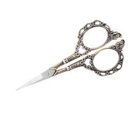 Yctze 1pc Vintage Floral Pattern Needlework Embroidery Stainless Steel Tailor Scissors for Crafts, Textile and Victorian Style Sewing (Bronze Plating)