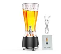 Yctze 2.5L Beverage Dispenser with Bluetooth Speaker, Proof Tap & Colorful LED Lights, Transparent Acrylic Container, Ideal for Beer, Cocktails & Party Drinks (Black)