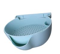 Yctze 2 Layer Plastic Strainer Bowl with Phone Bracket - Kitchen Colander Draining, Vegetable and Fruit Washing, Food Strainer Basket Home Cooking Needs (Blue)