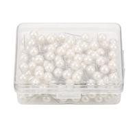 Yctze 200pcs DIY Decorative Ball Plastic Thumbtacks - Multicolor Push Pins for Cork Board, Maps, Bulletin, Whiteboard, Noticeboard, Fancy Drawing, Home and Office Supplies (Pearl