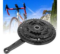 Yctze 24-34-42T High Carbon Steel Crankset with Chain Cover, Durable Crank for Variable Speed Mountain Bike and Road Bicycle, Suitable for Shimano, MTB, Triple Chain