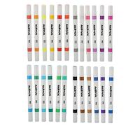 Yctze 24 Colors Dual Tip Acrylic Marker Pens Quick Dry for DIY Art Projects on Glass Fabric Wood and More