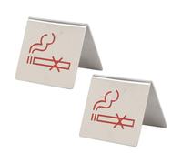 Yctze 2Pcs Stainless Non Smoking Table Sign - Stylish No Smoking Sign Restaurants, Hotels, and Offices - and Stable Tent Shape with Clear Message Spaces - Elegant Addition to Any Decor