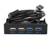 Yctze 3.5-Inch 19Pin T9 Pin High-Speed USB 3.0 + USB 2.0 4-Port Floppy Drive Front Panel Desktop Hosts Without Front Interface, Installation with Plug and Play
