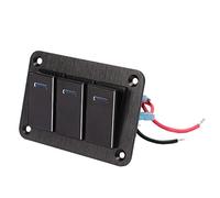 Yctze 3 Gang Rocker Switch Panel Pre Wired Aluminum Alloy for Boat Car RV Motorcycle DC 12V 24V with Blue Backlight
