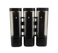 Yctze 3 in 1 300ML Liquid Soap Dispenser for Bathroom Shower Kitchen Sink, Stores Shampoo Conditioner Body Wash, Transparent Visible Body, Drill or No Drill Wall Mount Installation (Black)