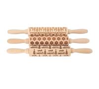 Yctze 3-Piece Wooden Embossed Rolling Pin Set with Christmas Patterns - Perfect Baking Cookies, Pastries, and Fondant - Durable, Ergonomic Design Ideal Baking and Gifts