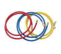 Yctze 3pcs 150cm Refrigerant Charging Hose Set for Air Conditioners - R12 R22 R502 Compatible with 1/4in Connections, Color-Coded for Easy Identification