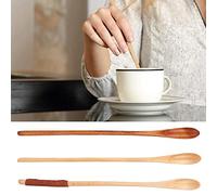 Yctze 3Pcs Long Handle Wooden Spoons Set for Coffee, Milk, and Honey Mixing - Elegant Kitchen Utensils for Stirring and Serving