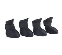 Yctze 4pcs Silicone Protective Waterproof Dog Boots, Antislip Snow Shoes for Small Dogs, Ideal for French, Cute Pet Rain Wellies (L Black)