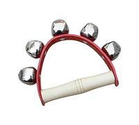 Yctze 5 Bell Handheld Sleigh Bell with Wooden Handle for Kindergarten Music Education and Group Activities (Red)