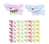 Yctze 50Pcs Mixed Cartoon Dog Wooden Buttons for Clothing Decoration - DIY Sew-On Craft Accessories for Kids, Scrapbooking & Knitting