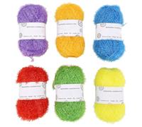 Yctze 6 Pcs Shiny Multi-Color Yarn Set with Stainless Steel Crochet Hook for Elegant Knitting and Crafting