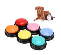 Yctze 6Pcs Voice Recording Button, 30 Seconds Recordable Dog Talking Buttons, Training Buttons for Communication, Easy to carry (Blue/Pink/Orange/Cyan/Yellow/Red)