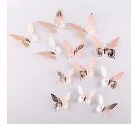 Yctze 72pcs 3D Butterflies Stickers - DIY Hollow Design Wall Decor for Home, Party & Photography Background - Elegant Paper Wall Art in Various Sizes (Pink Gold)