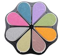 Yctze 8 Colors Petal Shape Craft Ink Pad Stamps Partner Color Petal Inkpad 8 Colors Water Based Stamp Pad Strong Coverage Ordinary Ink Stamp Kids Arts, (Printing + Sponge + Plastic 2)