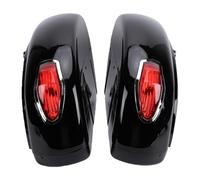 Yctze ABS Motorcycle Hard Saddlebags with Built-in Lights and Lock Set 36L Universal Glossy Black Motorbike Side Bags for Most Cruisers