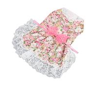 Yctze Adorable Pink Floral Dog Small Dogs with Bowknot - Soft, Breathable, and Stylish Puppy Apparel Weddings, Birthday Parties, and Daily Wear, Perfect Chihuahuas, Pomeranians, (L)