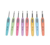 Yctze Aluminium Crochet Hook Set with Colorful Soft Plastic Handle for Easy Knitting and Crocheting 8 Sizes 2.5mm to 6mm