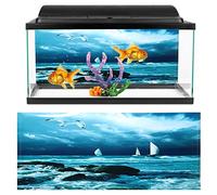 Yctze Aquarium Background Poster PVC Adhesive Sea Boat Sail Pattern Fish Decoration Sticker Underwater City Ruins Background Tools & Home Improvement (122 * 50cm)