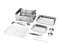 Yctze Barbecue Grill Stainless Steel Charcoal & Alcohol Grill - Compact Grilled Fish Stove for Outdoor Cooking, Picnics & Camping - Versatile Rectangular BBQ Rack (Pull-out and breathable version)