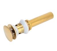 Yctze Bathroom Sink Drain Anti-Clog Basin Brass Bounce Draining Stopper with Non-Overflow Design, Silicone Gaskets, and Polished Finish (Big Golden Bouncing Hole)