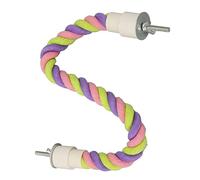 Yctze Bird Rope Perch - Colorful Climbing Swing for Parakeets, Cockatiels, Lovebirds & Budgies - Adjustable Cotton Rope Toy with Metal Support for Exercise & Play (S)