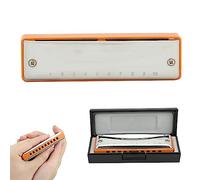Yctze Blues Harmonica 10 Holes in G Key - Stainless Steel & ABS Wind Instrument for Skill Levels (Orange)