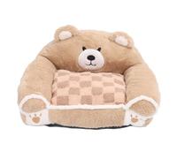 Yctze Brown Bear Pet Sofa Bed for Cats and Dogs, Cozy Couch with Armrest for S & Relaxing (M)