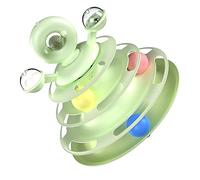 Yctze Cat Tower Toy with Feather & Catnip - 4 Layer Interactive Pet Turntable Game for Exercise & Endless Fun (Green)