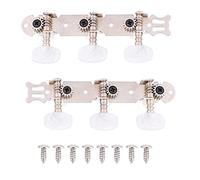 Yctze Classical Guitar String Tuning Peg Tuners Machine Heads 3+3, Acrylic Material, in Silver with Screws, Suitable for Student, Replacement on Plank