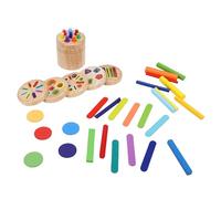 Yctze Color Shape Sorting Toy, Wooden Educational Matching Game with Vibrant Sticks, Composite Wood Sorting Bucket, Ideal for Kids